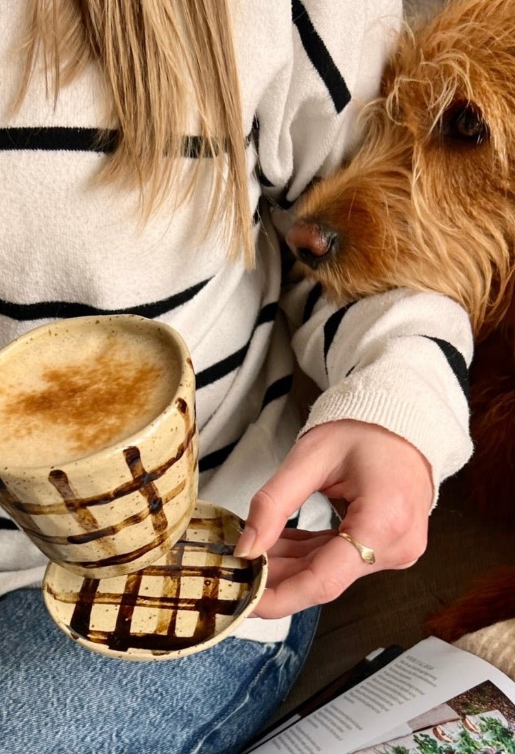 Chequered | Biscuit Plate & Cosy Mug Duo