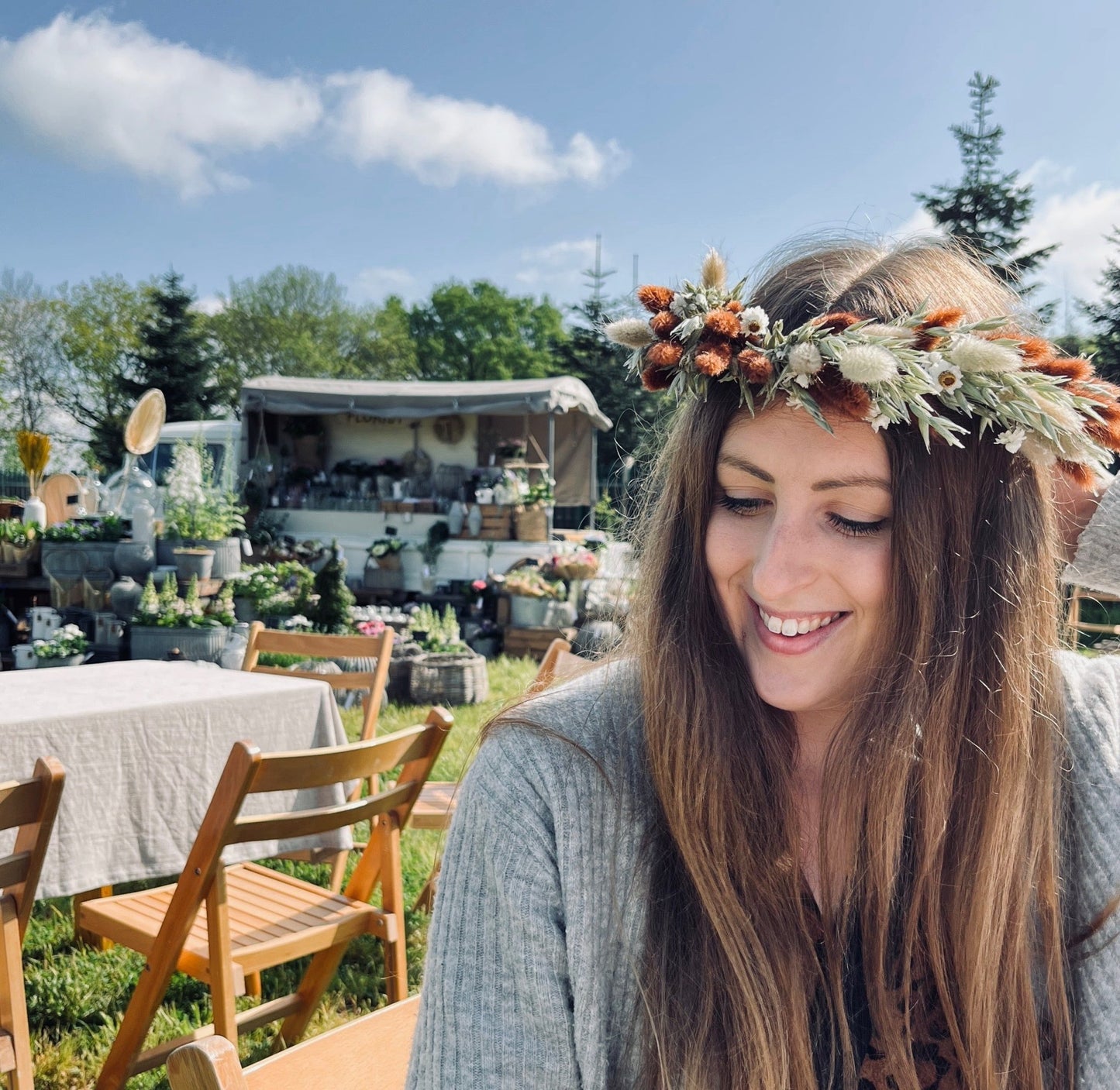 Dried Flower Headband & Crown | Rust