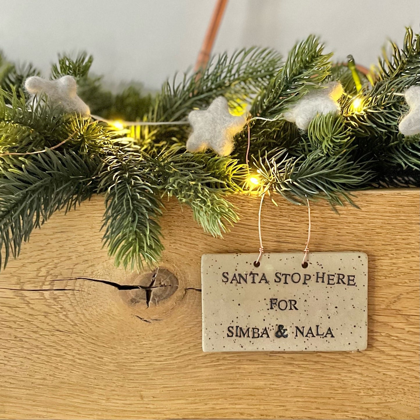 Personalised Santa Stop Here | Hanging Ceramic Sign