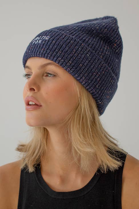 Recycled Embroidered Beanie | Navy