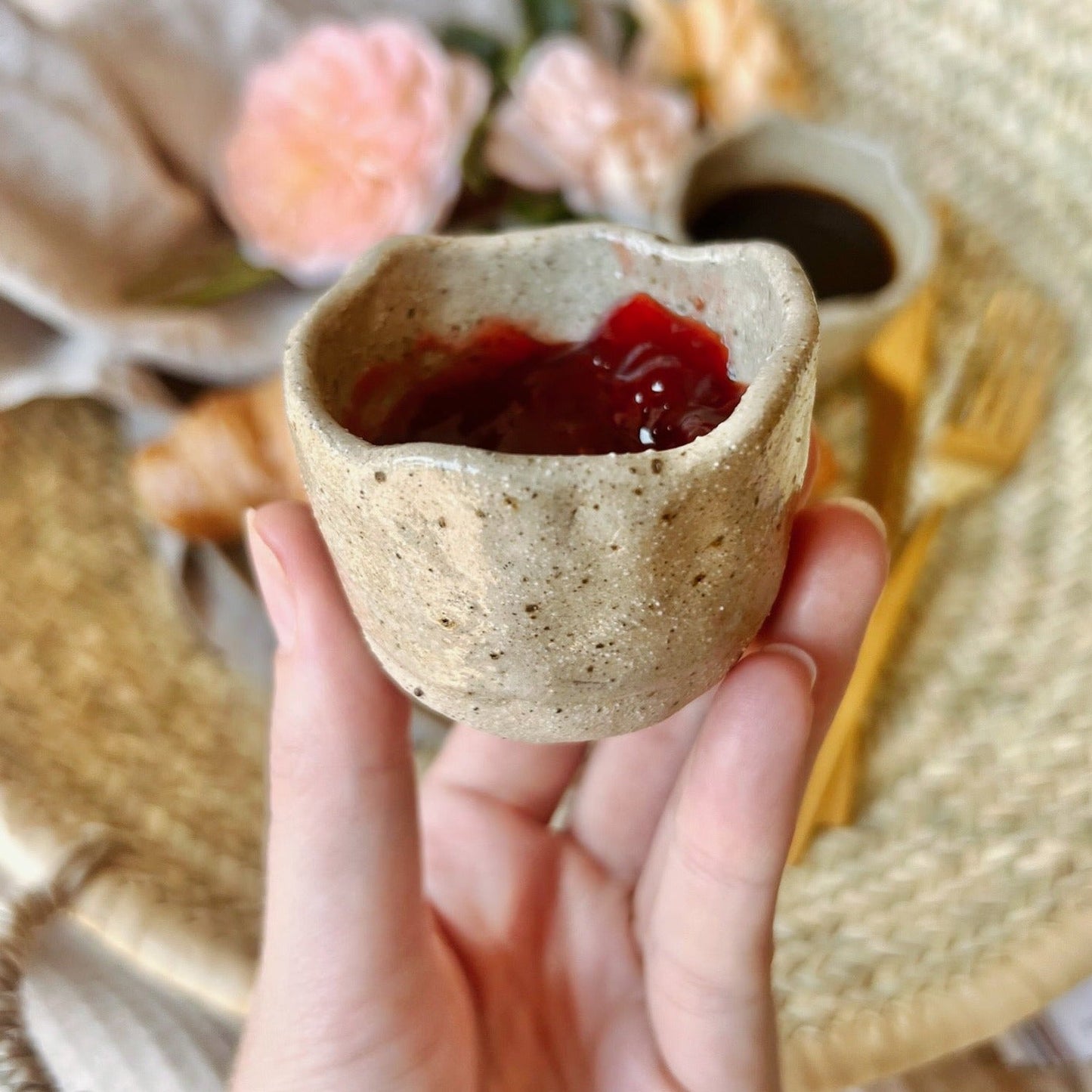 Scalloped Ceramic Jam Pot
