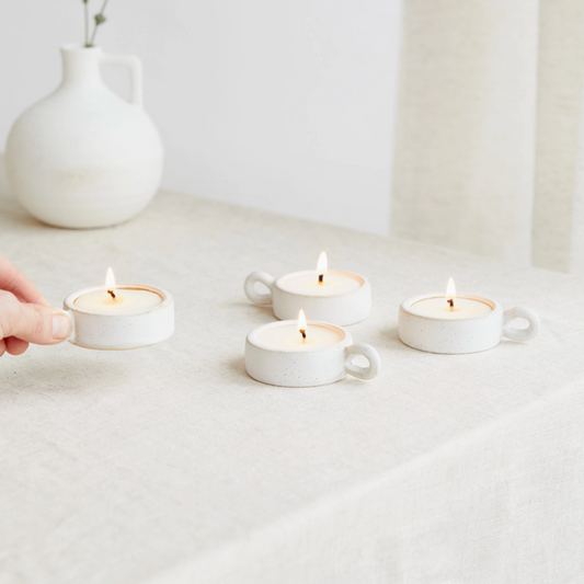 Scandi Ceramic Tea Lights | Set of 4