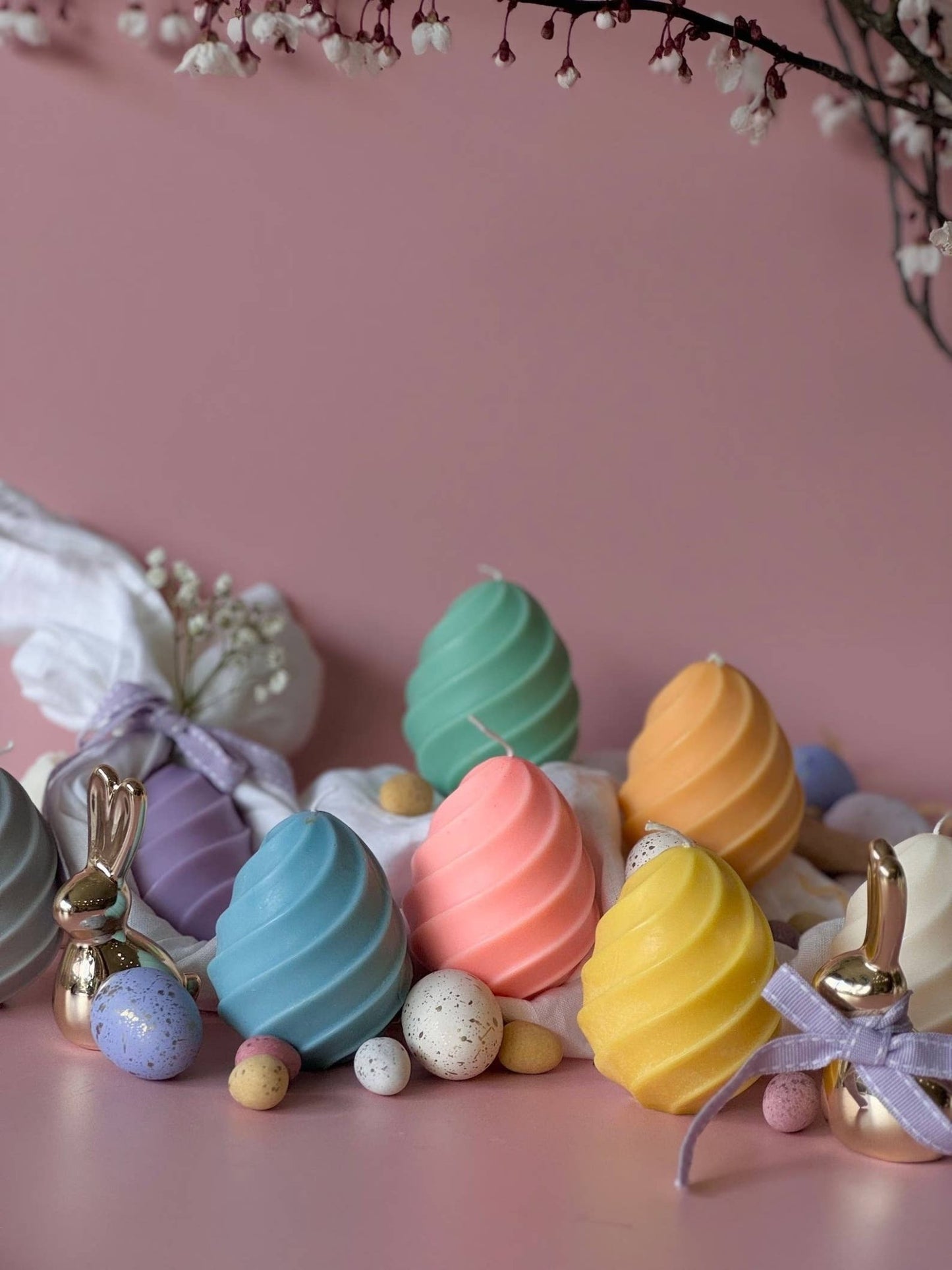 Spiral Easter egg candles | Vegan Handmade Soy Wax