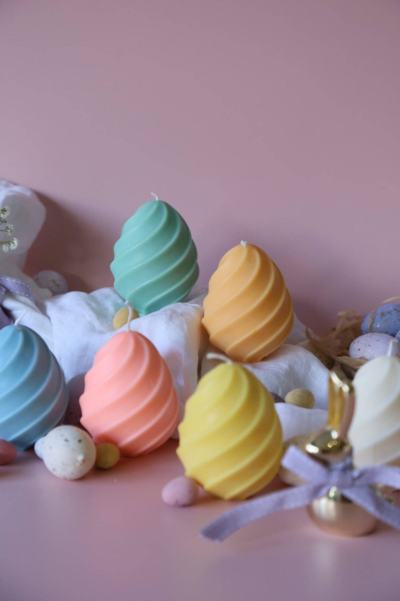 Spiral Easter egg candles | Vegan Handmade Soy Wax