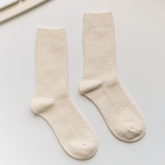 White Cosy Cashmere & Wool Blend Socks