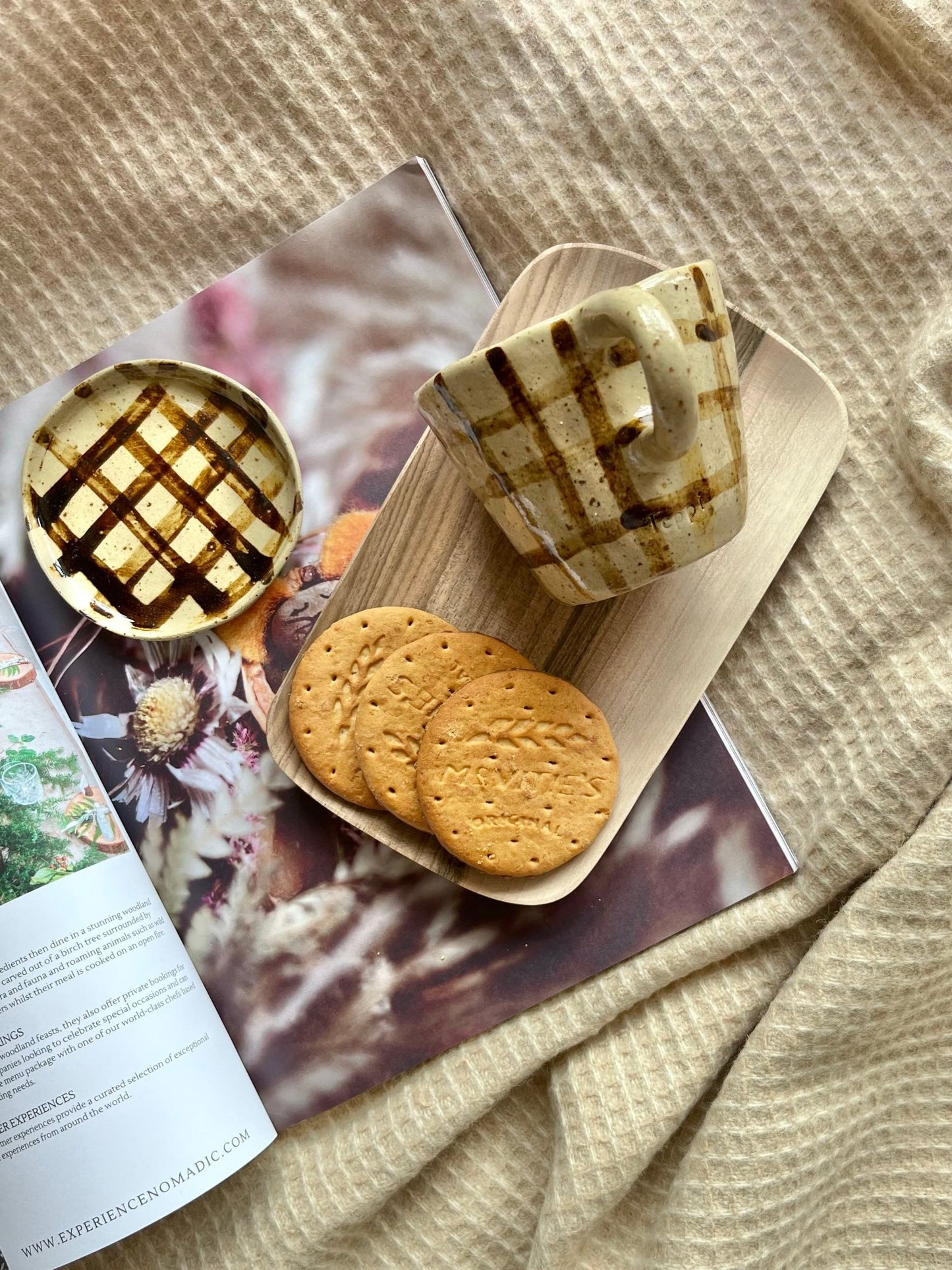 Chequered | Biscuit Plate & Cosy Mug Duo
