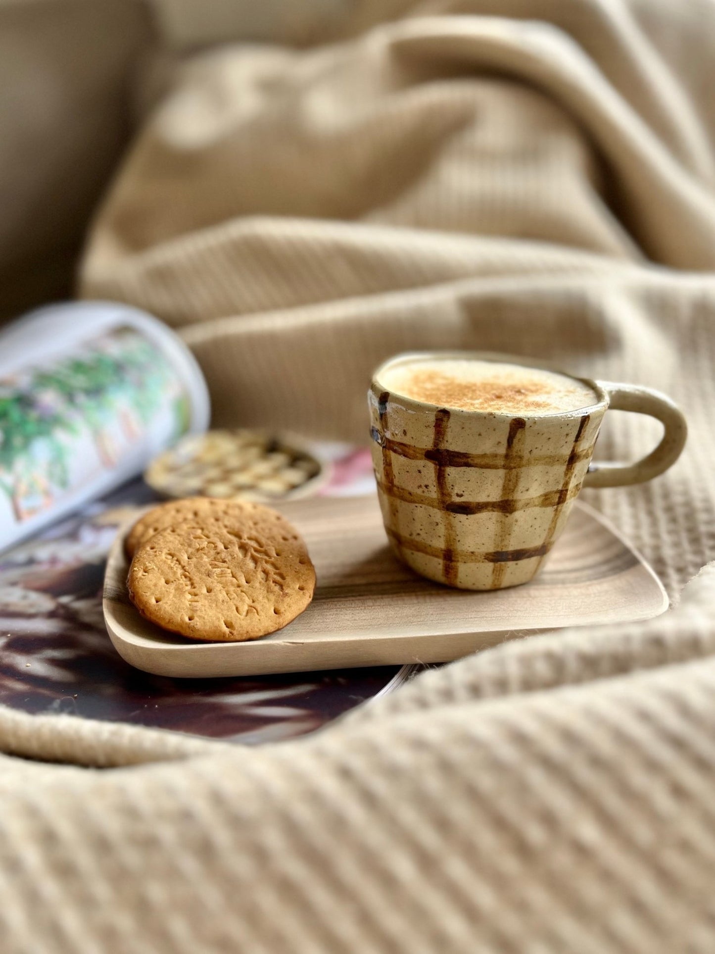 Chequered | Biscuit Plate & Cosy Mug Duo