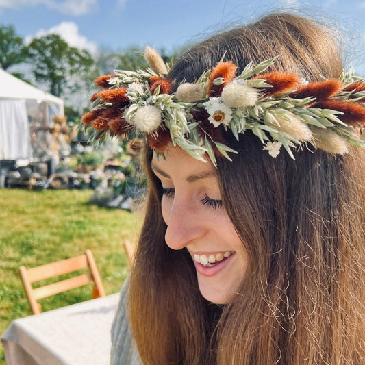 Dried Flower Headband & Crown | Rust