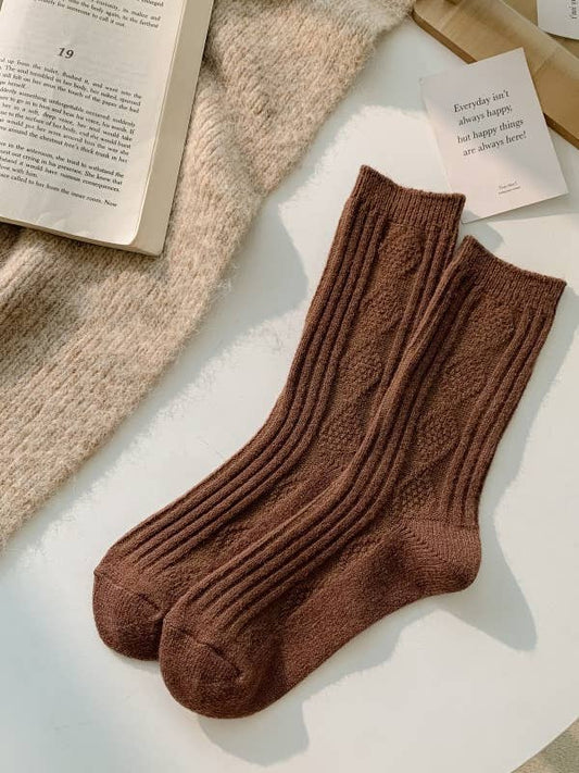 Knitted Cosy Socks | Brown