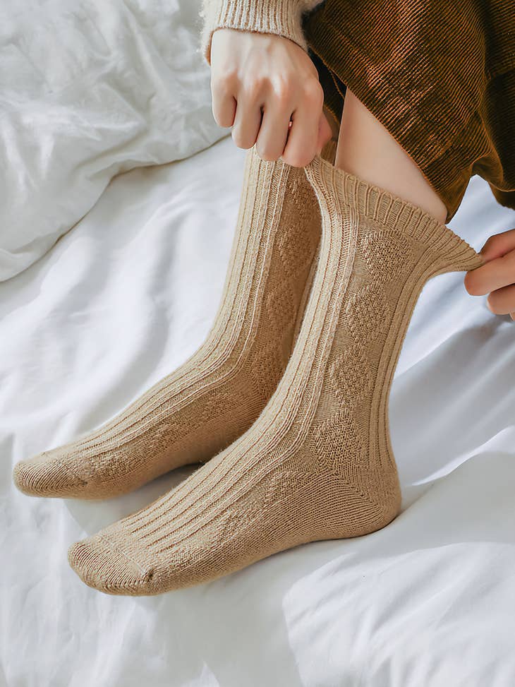Knitted Cosy Socks | Beige