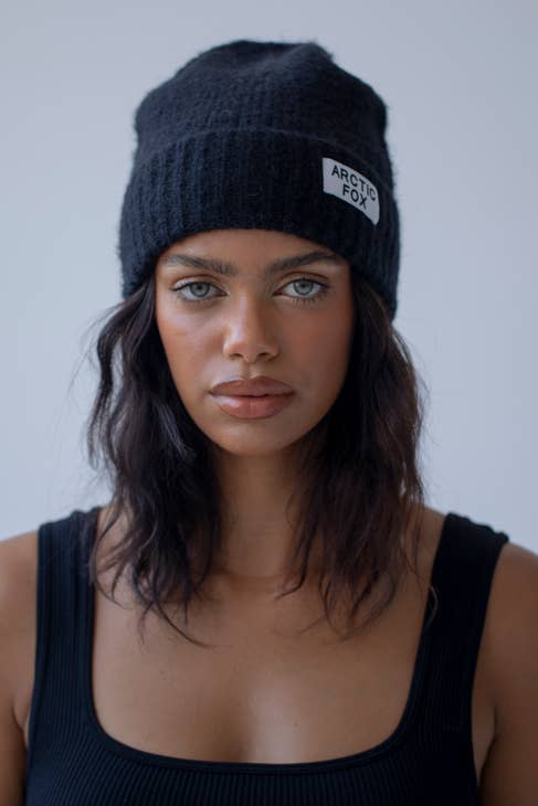 Mohair Wool Beanie | Midnight Black