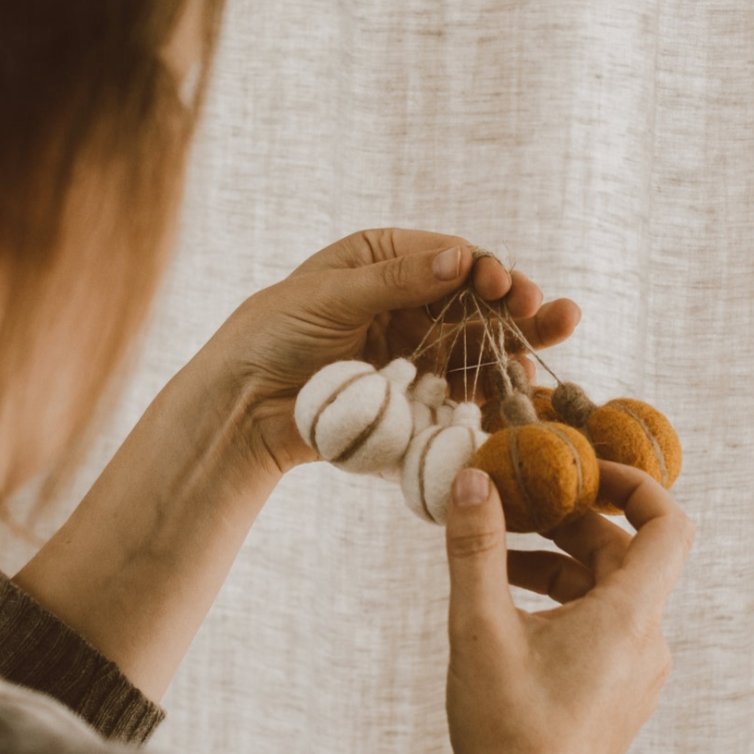 Natural Wool Pumpkins