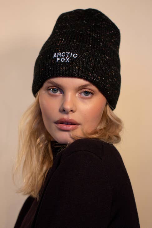 Recycled Embroidered Beanie | Black