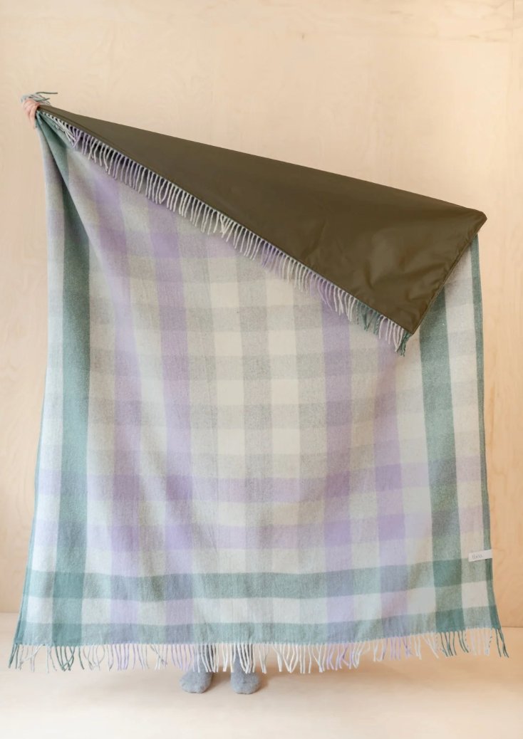 Recycled Wool Picnic Blanket | SAGE GINGHAM